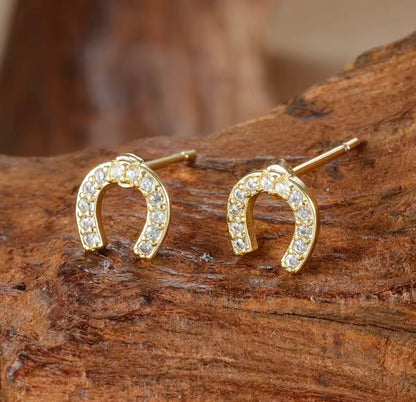 THD SS Horse Shoe Stud Earrings with Cubic Zirconias