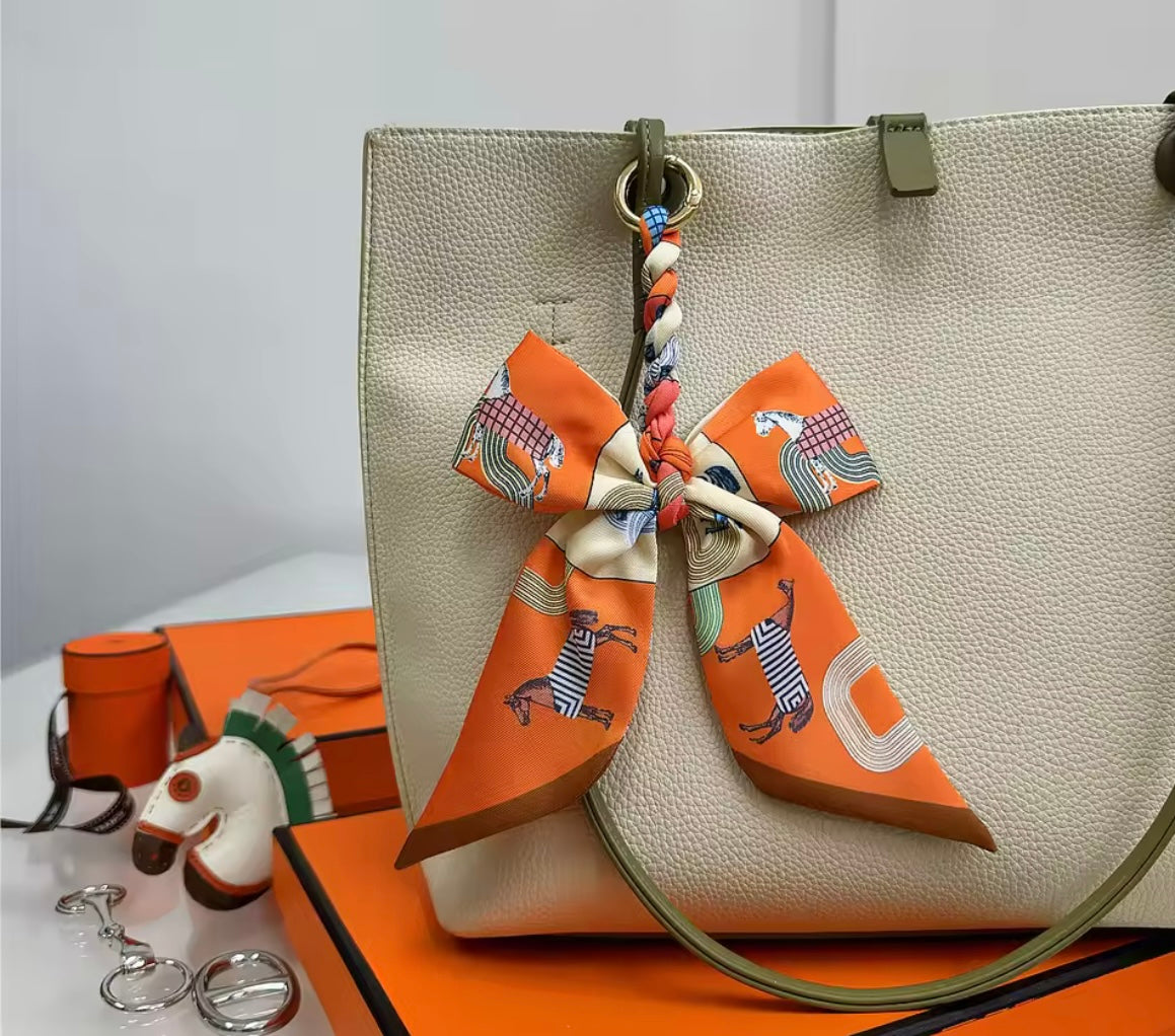 LYON Horse Print Silk Scarf Keyring/Bag Charm