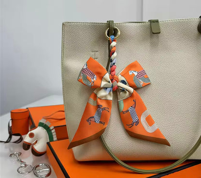 LYON Horse Print Silk Scarf Keyring/Bag Charm