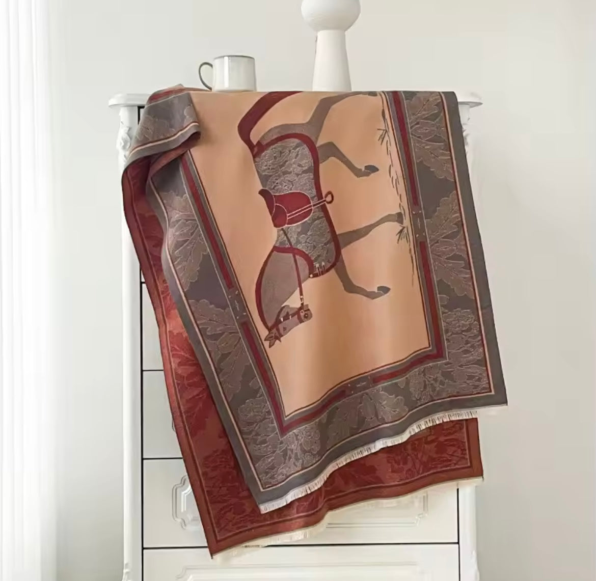 Horse Print Cashmere Blend Scarf