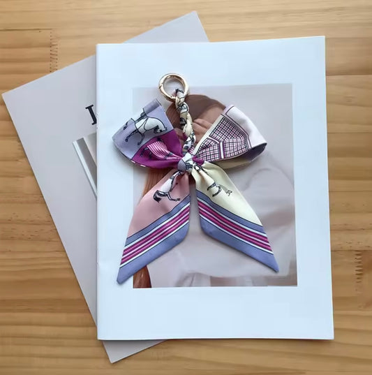 FELICITY Horse Print Silk Scarf Keyring/Bag Charm