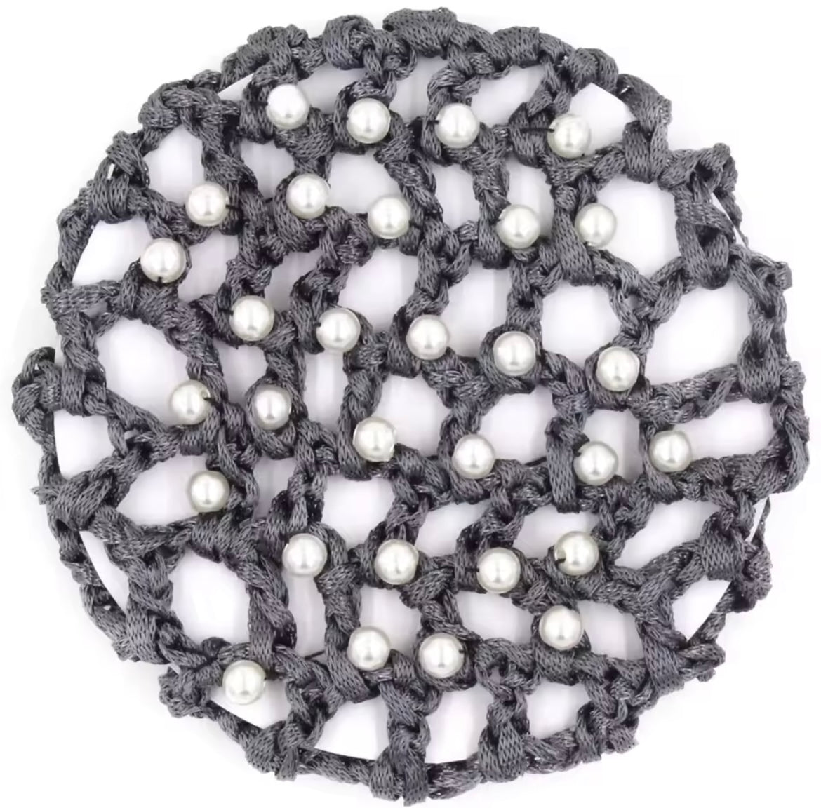 THD Crocheted Ribbon Hair Bun Net with Pearls
