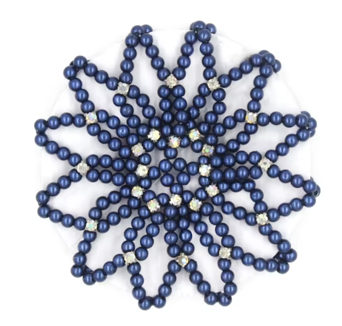 Pearl Elastic Hair Bun Net with Crystals