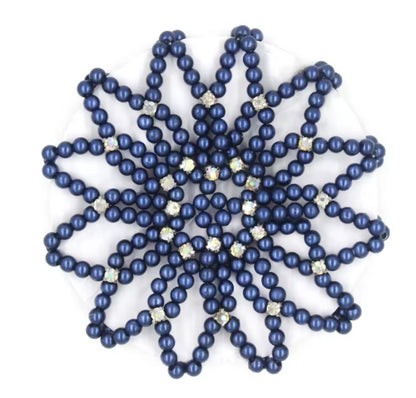 Pearl Elastic Hair Bun Net with Crystals