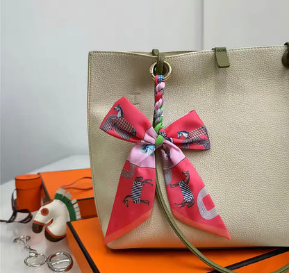 LYON Horse Print Silk Scarf Keyring/Bag Charm