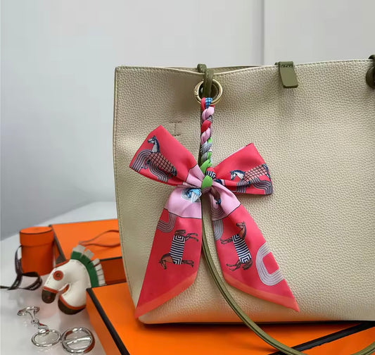 LYON Horse Print Silk Scarf Keyring/Bag Charm