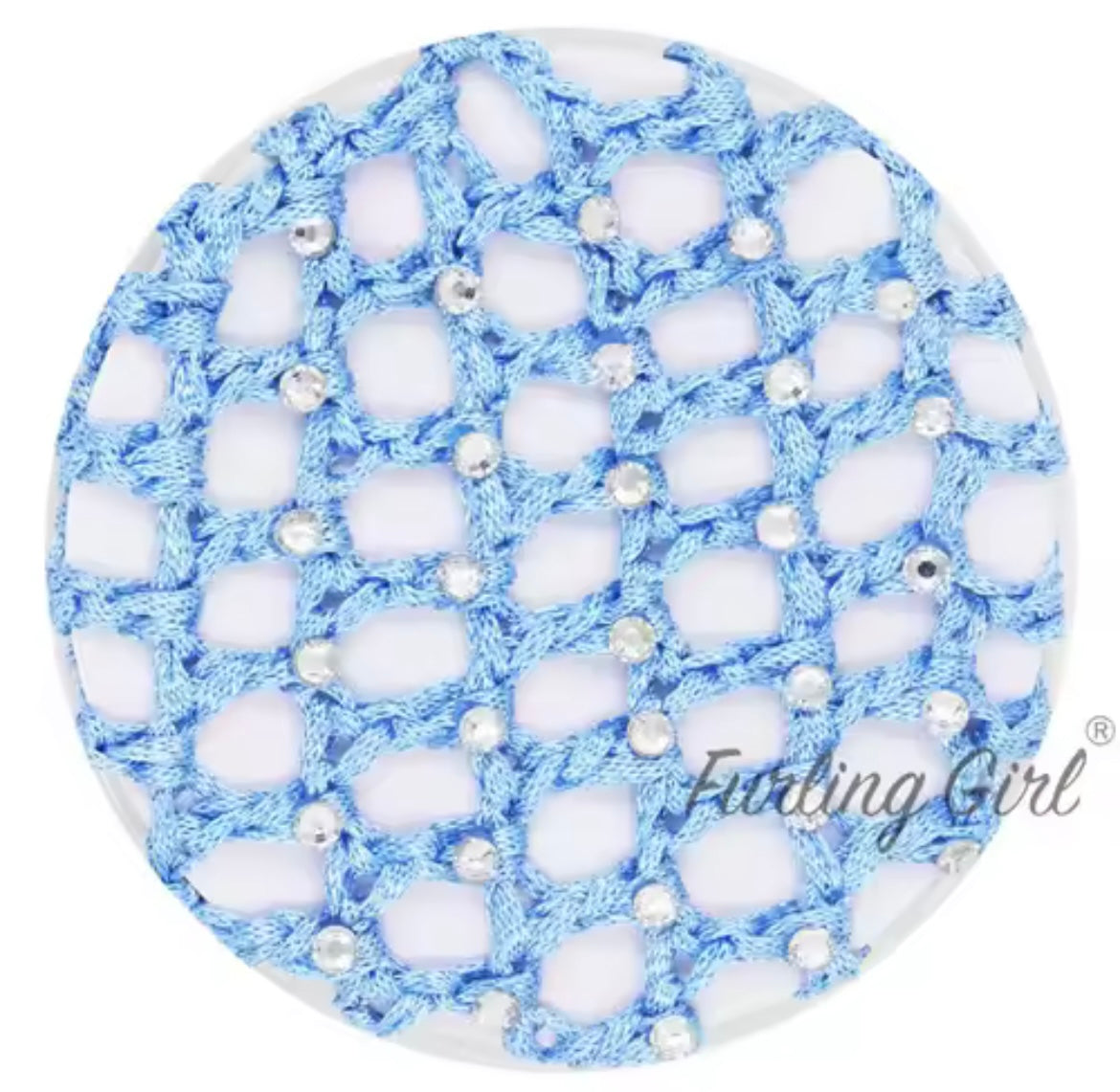 THD Crocheted Ribbon Hair Bun Net with Crystals