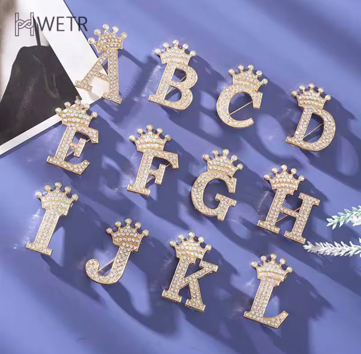 The Horse Den Diamante Letter Pin with Crown