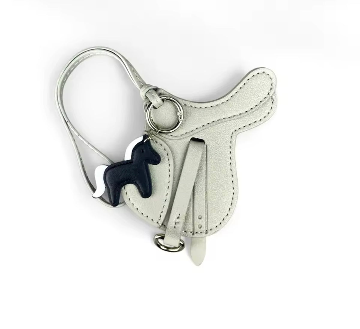 SALLY PU Leather Saddle Bag Charm with Tiny Horse