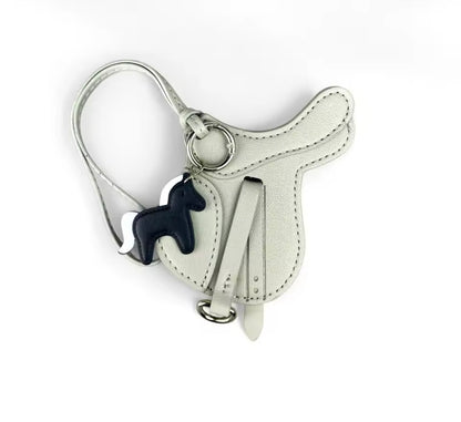 SALLY PU Leather Saddle Bag Charm with Tiny Horse