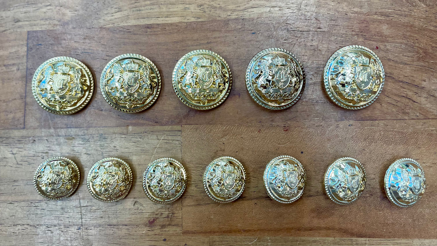 The Horse Den Shield Print Buttons - Gold