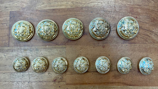 The Horse Den Shield Print Buttons - Gold