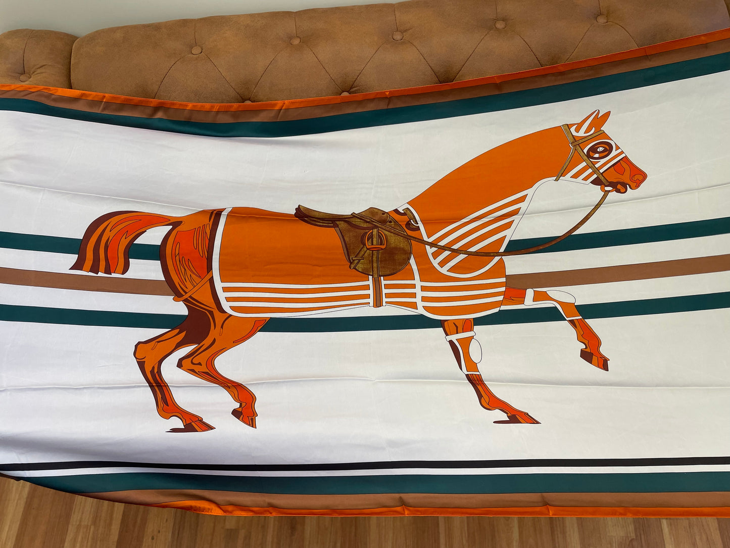 CRYSTAL Horse Print Large Silk Scarf