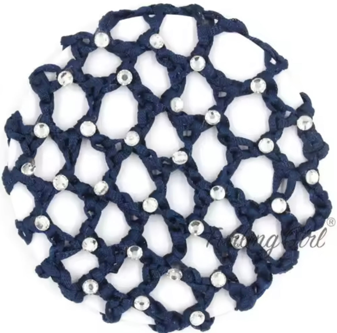 THD Crocheted Ribbon Hair Bun Net with Crystals
