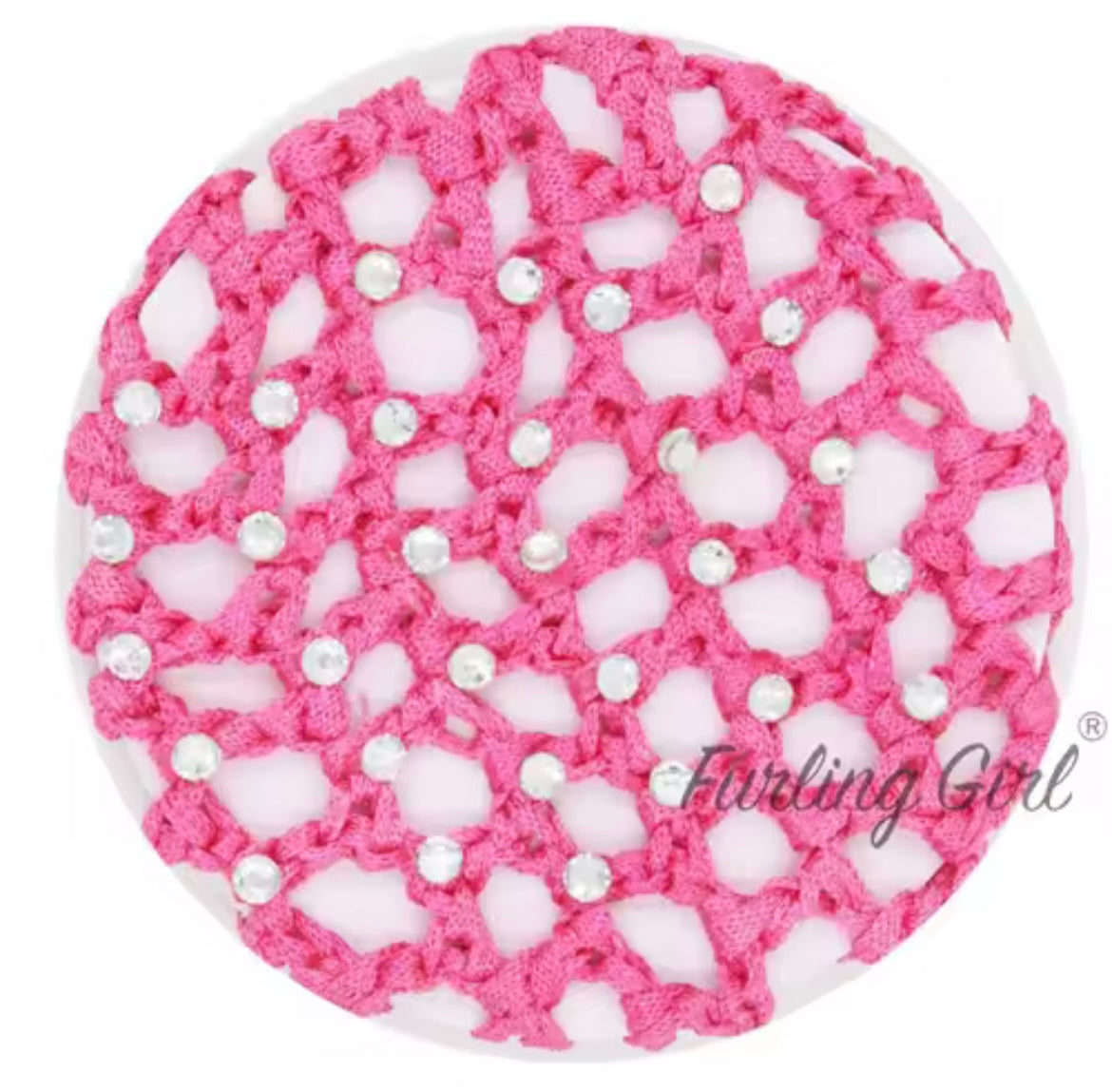 THD Crocheted Ribbon Hair Bun Net with Crystals