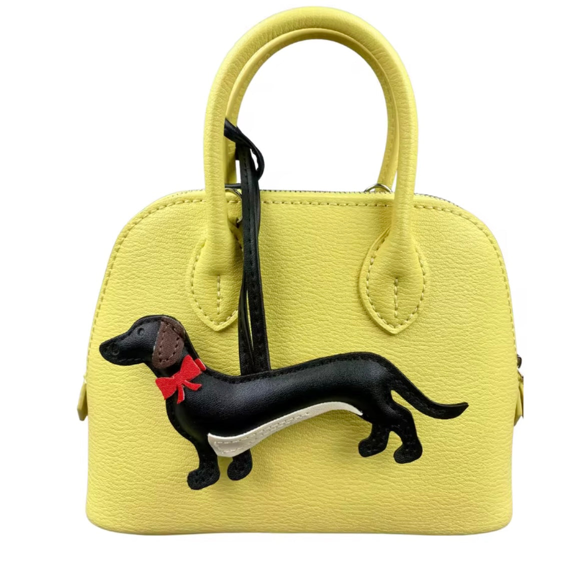 THD PU Leather Daschund with Bow Tie Bag Charm