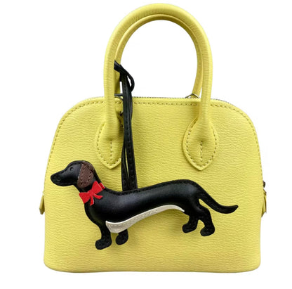 THD PU Leather Daschund with Bow Tie Bag Charm