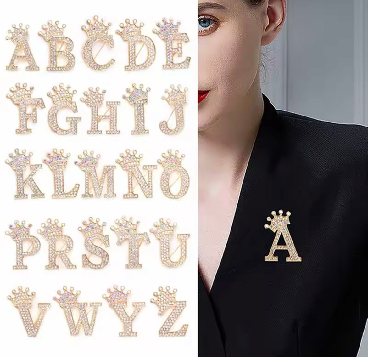 The Horse Den Diamante Letter Pin with Crown