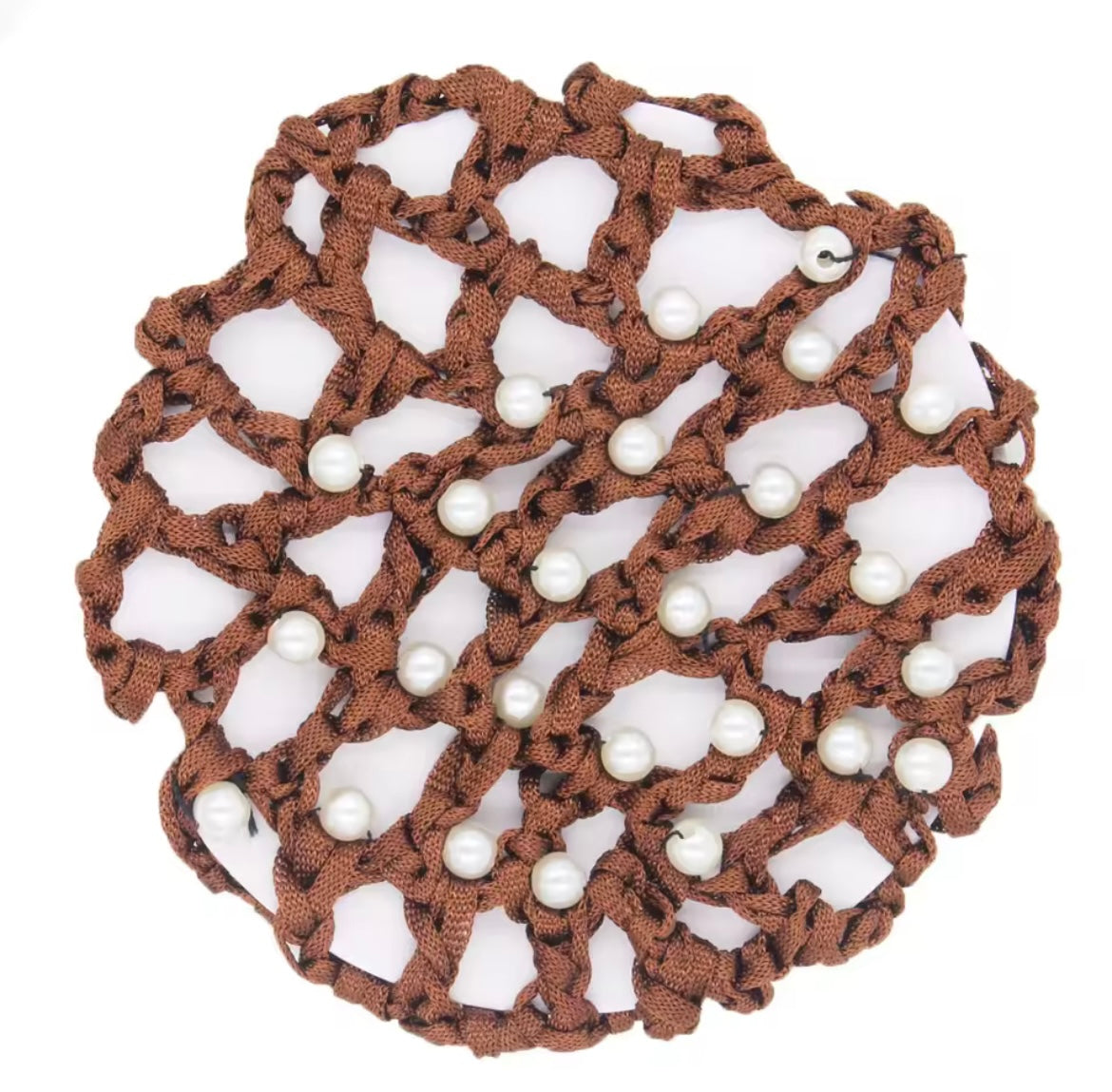 THD Crocheted Ribbon Hair Bun Net with Pearls