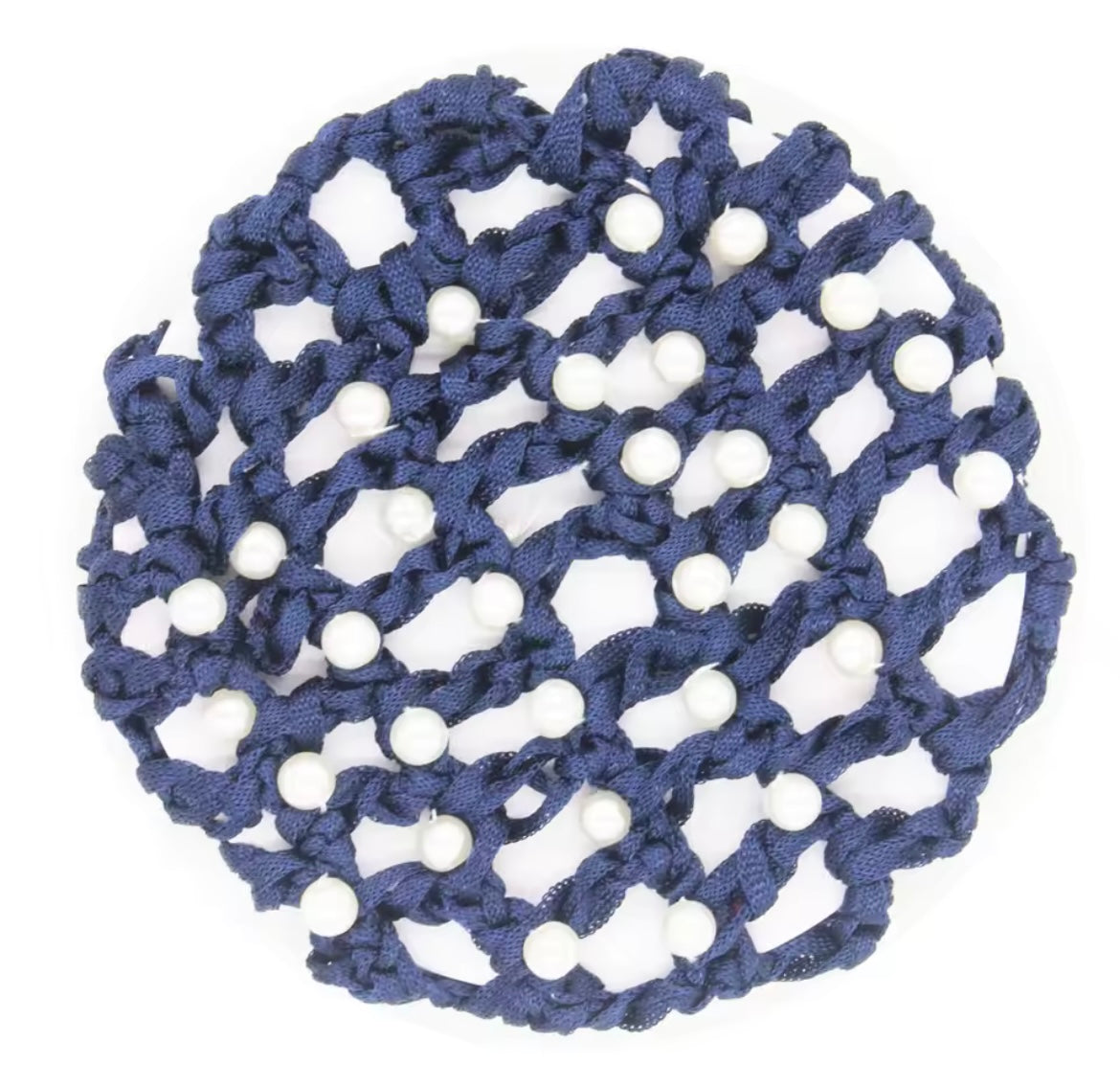 THD Crocheted Ribbon Hair Bun Net with Pearls