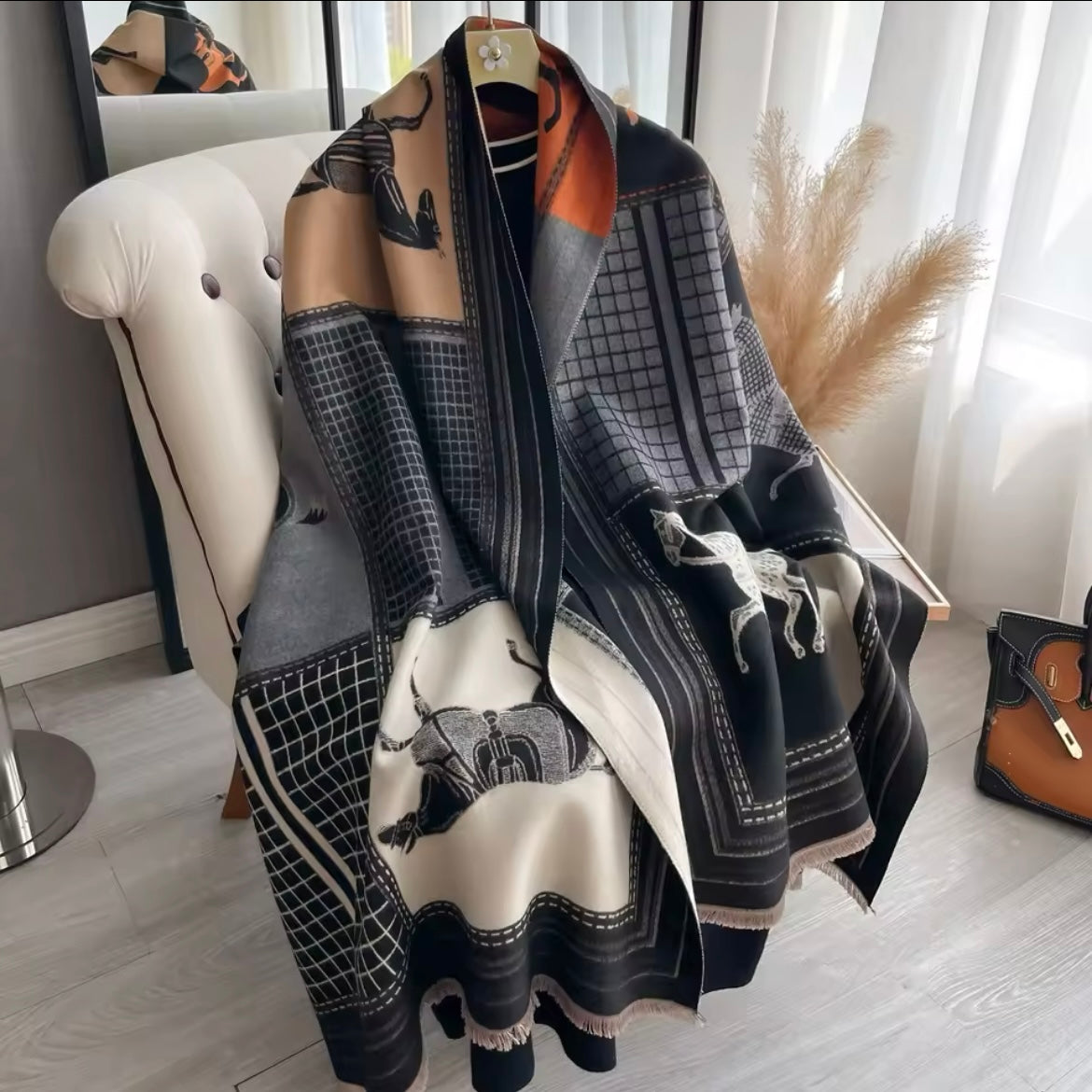 Horse Print Cashmere Scarf
