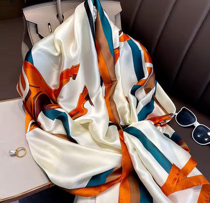 CRYSTAL Horse Print Large Silk Scarf