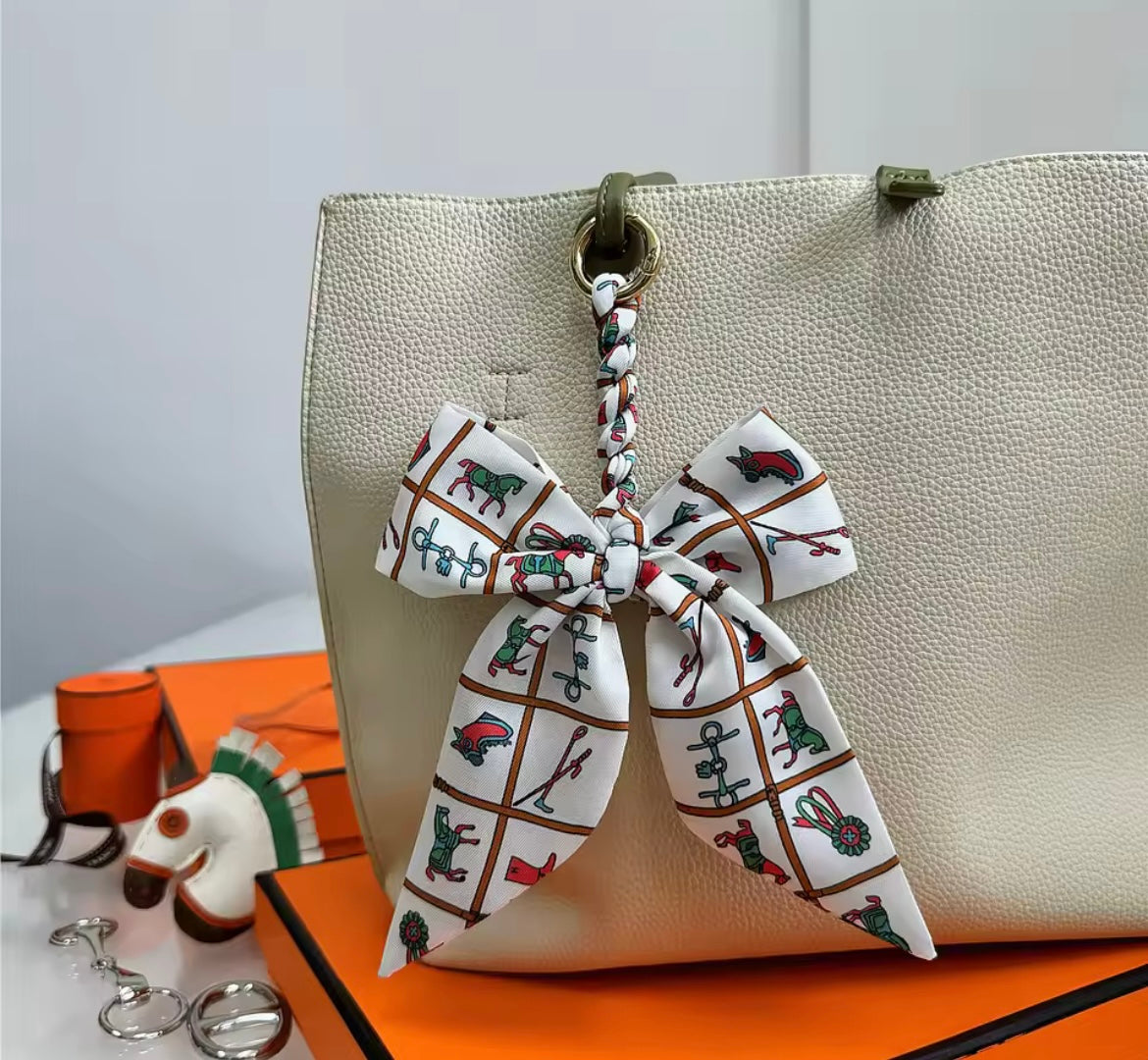 CARTER Horse Print Silk Scarf Keyring/Bag Charm