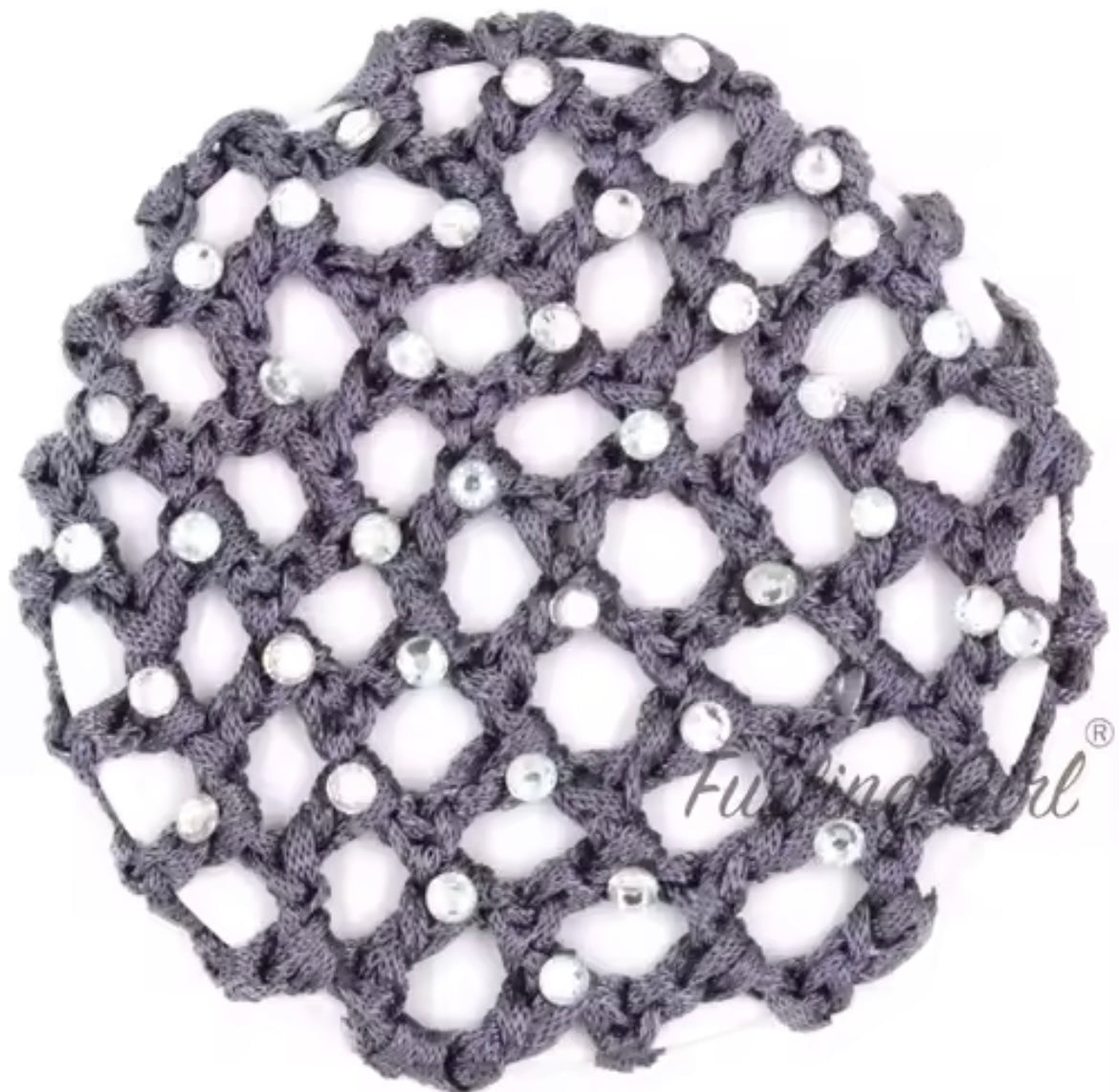 THD Crocheted Ribbon Hair Bun Net with Crystals