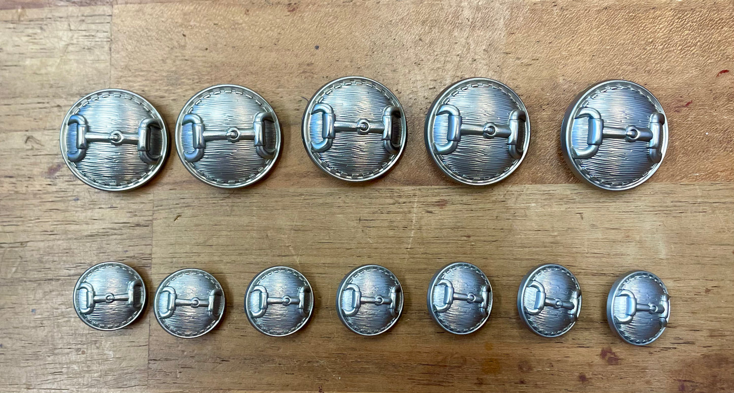 The Horse Den Bit Print Buttons - Brushed Silver