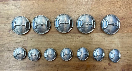 The Horse Den Bit Print Buttons - Brushed Silver