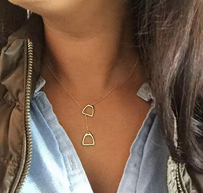 THD Mini English Stirrup Iron Lariat Long Necklace