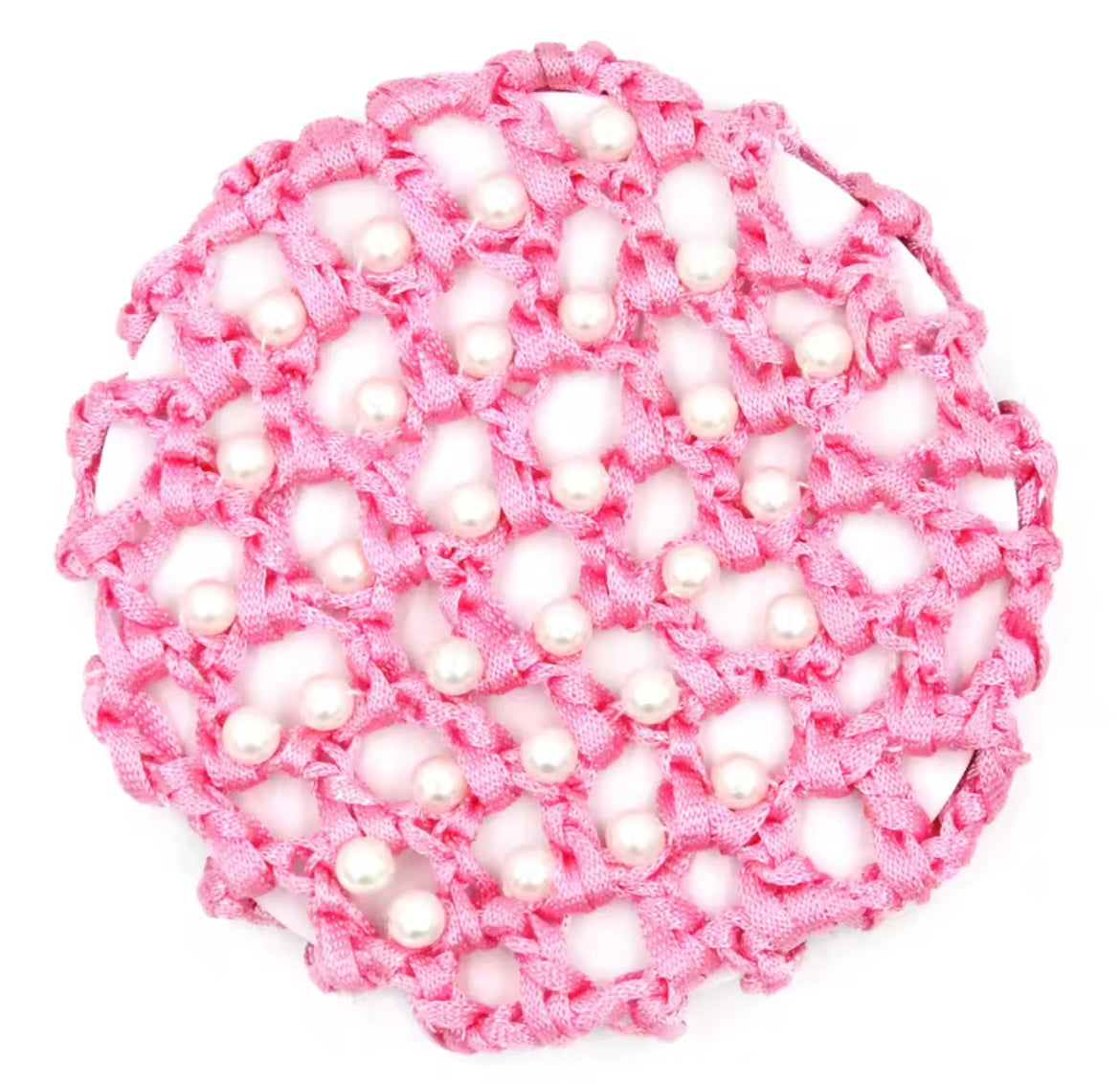 THD Crocheted Ribbon Hair Bun Net with Pearls