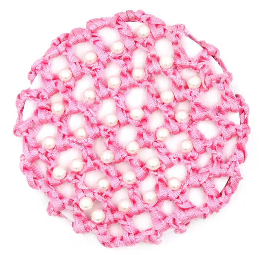 THD Crocheted Ribbon Hair Bun Net with Pearls
