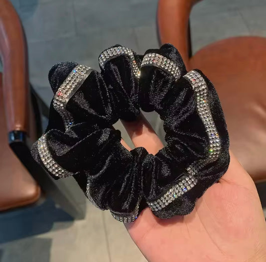 THD Velvet Scrunchie with Crystal Band