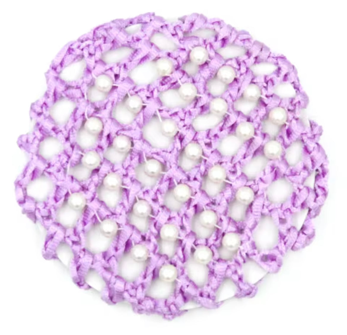 THD Crocheted Ribbon Hair Bun Net with Pearls