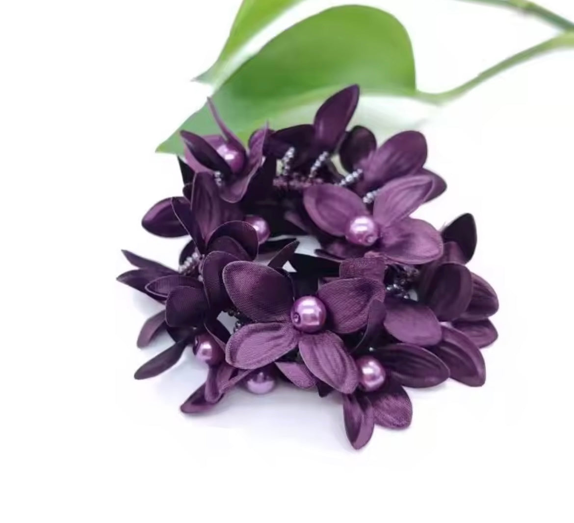 THD Flower Scrunchie with Beads and Pearls