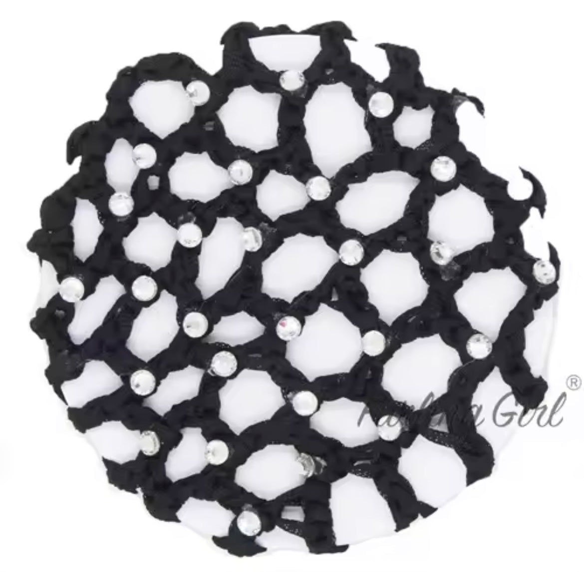 THD Crocheted Ribbon Hair Bun Net with Crystals
