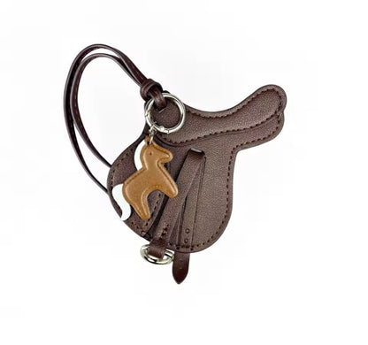 SALLY PU Leather Saddle Bag Charm with Tiny Horse