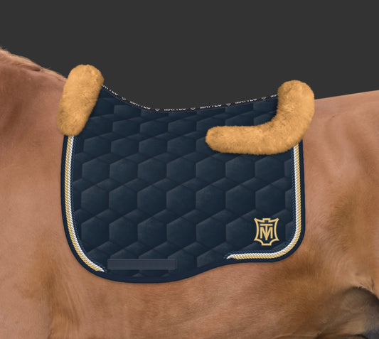 Mattes Eurofit Dressage SaddlePad - Navy Velvet - Top Sheepskin - Large - ON ORDER DELIVERY APPROX 01/09/2026
