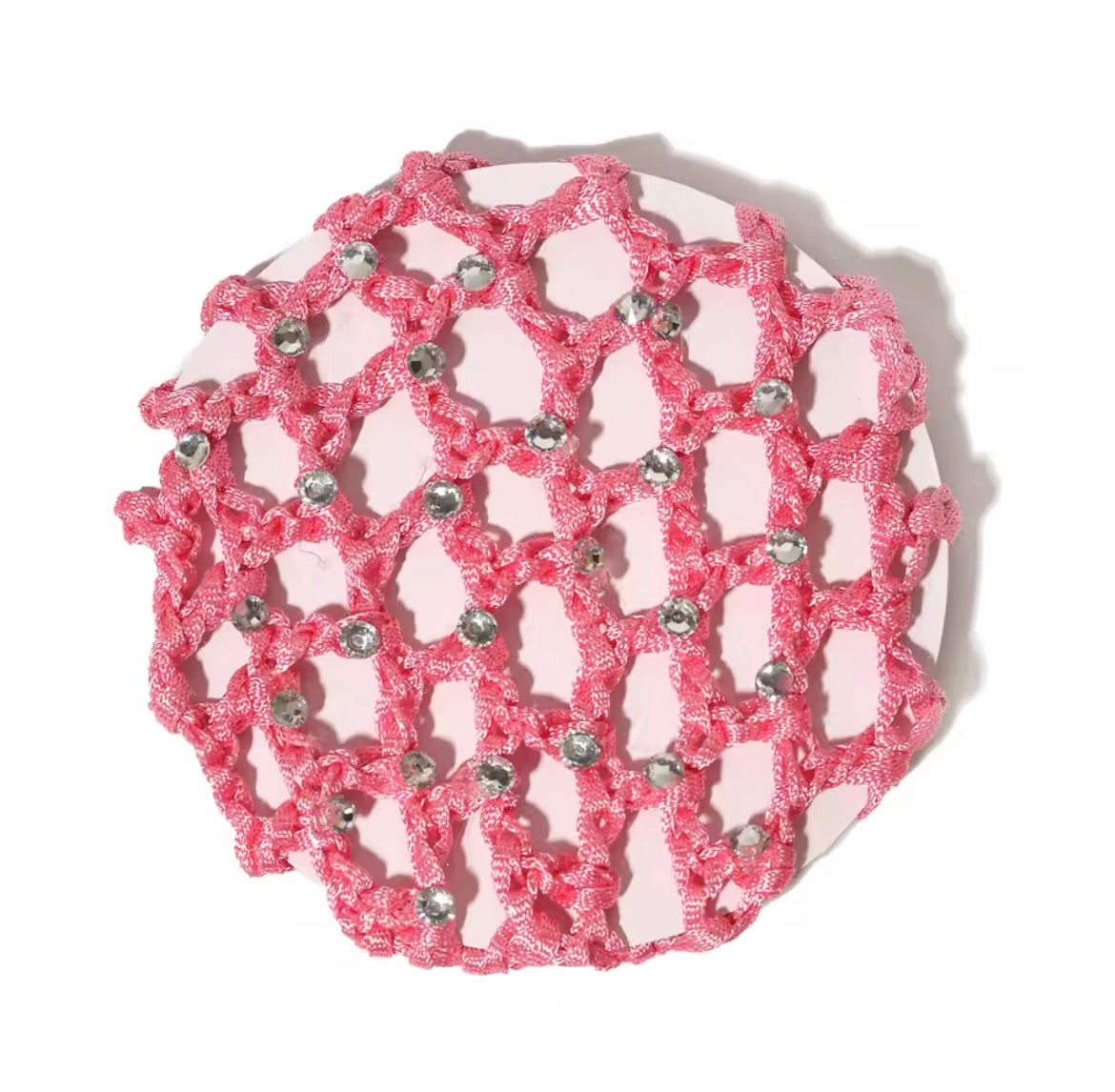 THD Crocheted Ribbon Hair Bun Net with Crystals