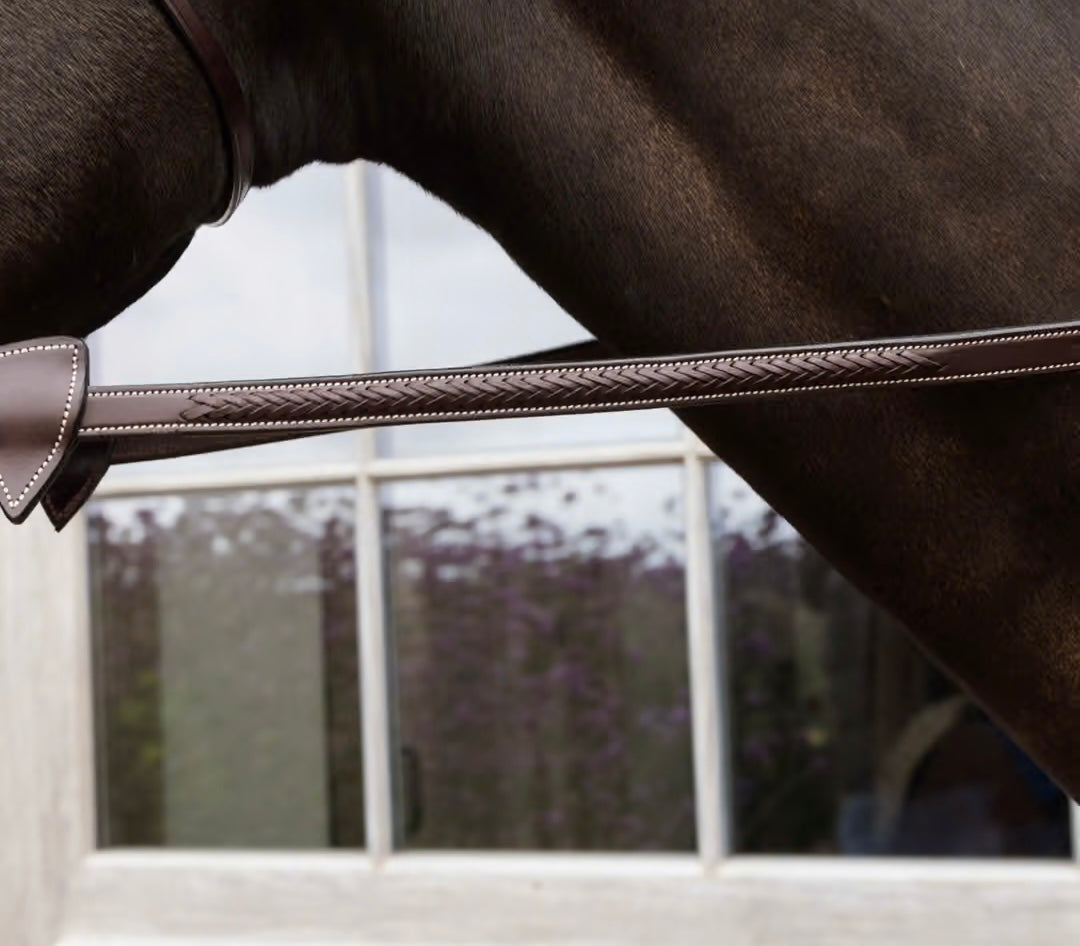 Dy'On 1/2” Rubber Reins with 7 Leather Loops and Plaited Detail - D Collection