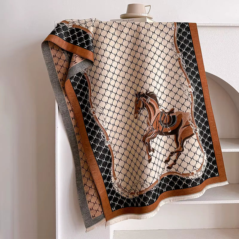 LAHORE Horse Design Cashmere Pashmina/Shawl