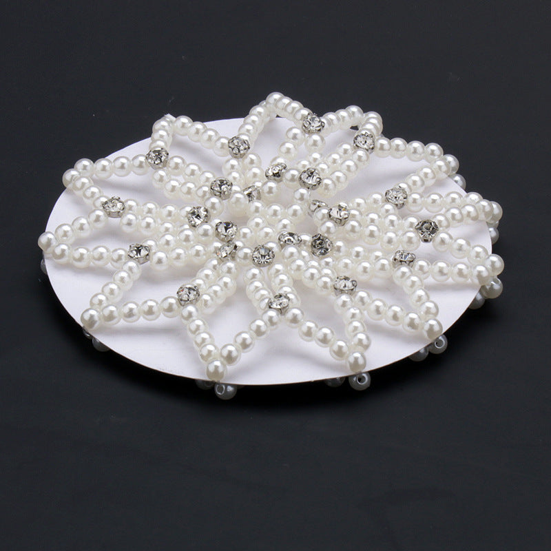 THD Pearl Elastic Hair Bun Net with Crystals