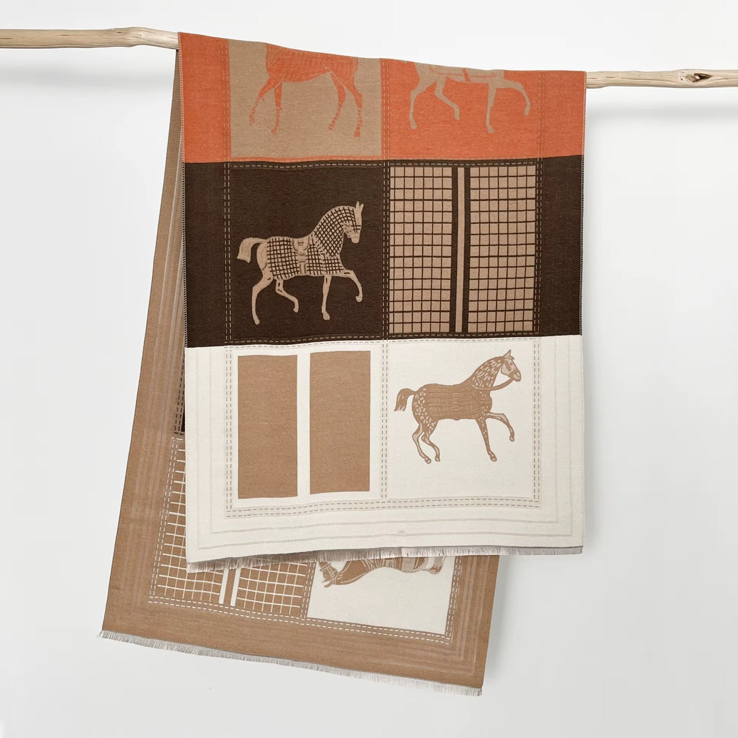 BRAD Horse Design Cashmere Blend Pashmina/Shawl
