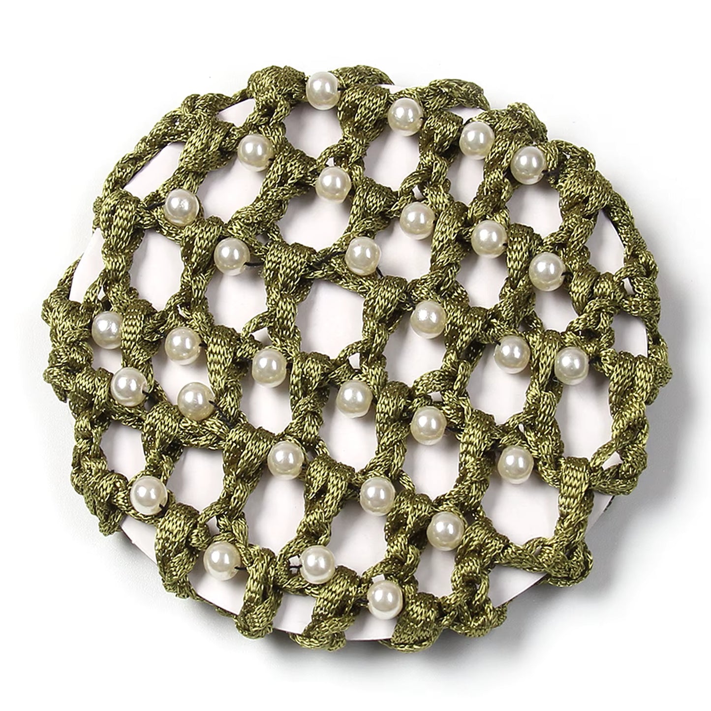 THD Crocheted Ribbon Hair Bun Net with Pearls