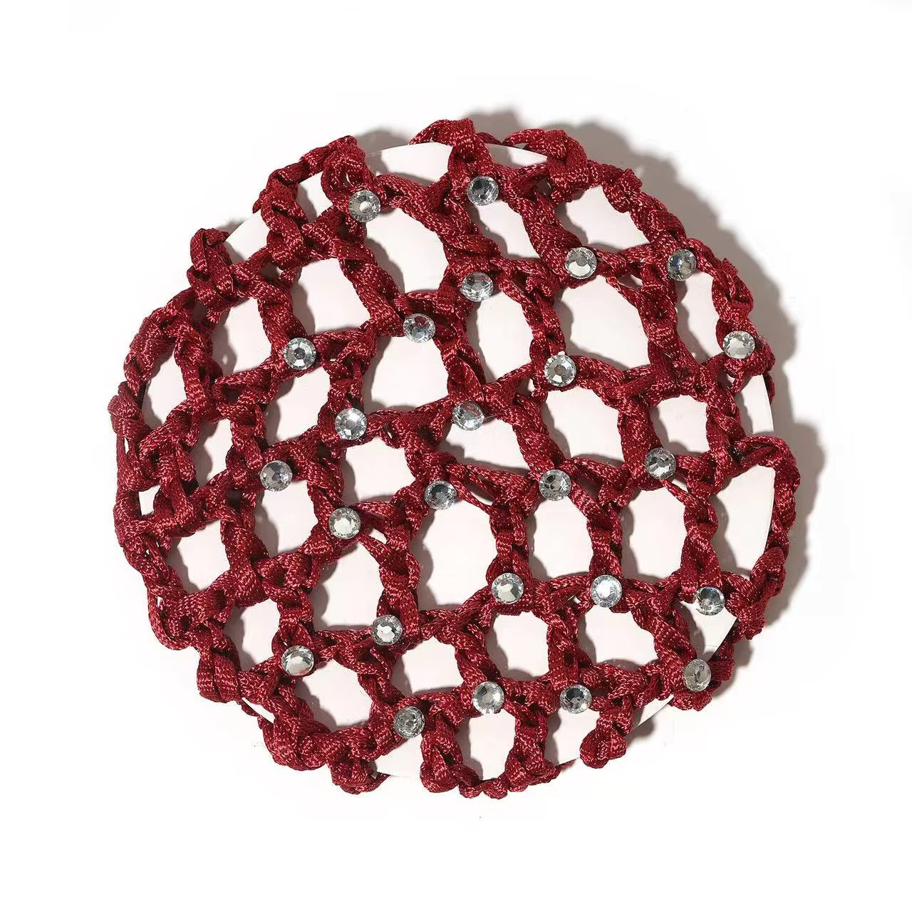 THD Crocheted Ribbon Hair Bun Net with Crystals