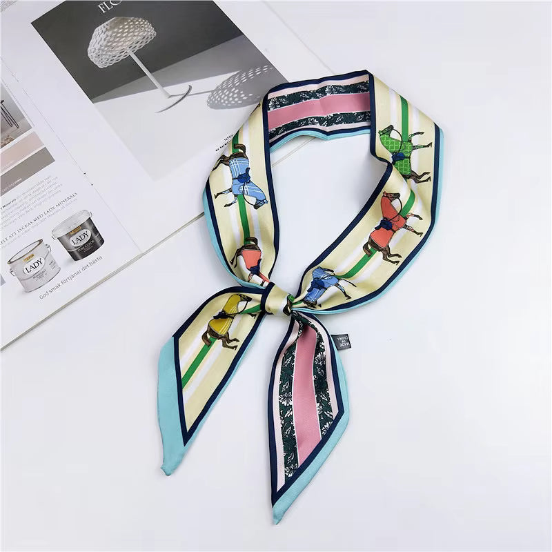 KATE Horse Design Silk Look Skinny Scarf