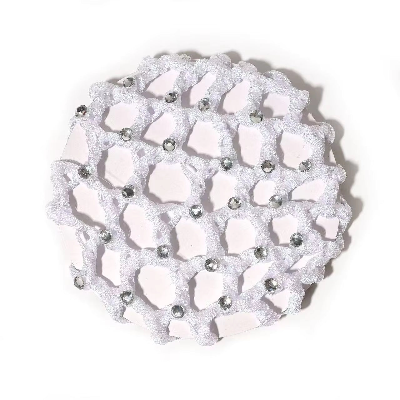 THD Crocheted Ribbon Hair Bun Net with Crystals
