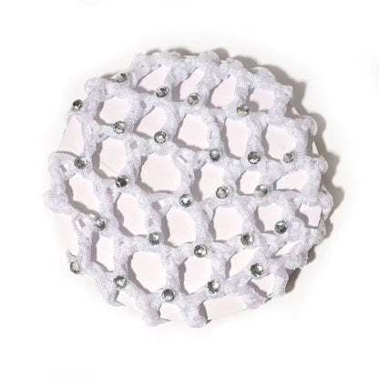 THD Crocheted Ribbon Hair Bun Net with Crystals