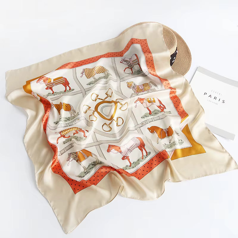 ELLE Horse Design Twill Scarf